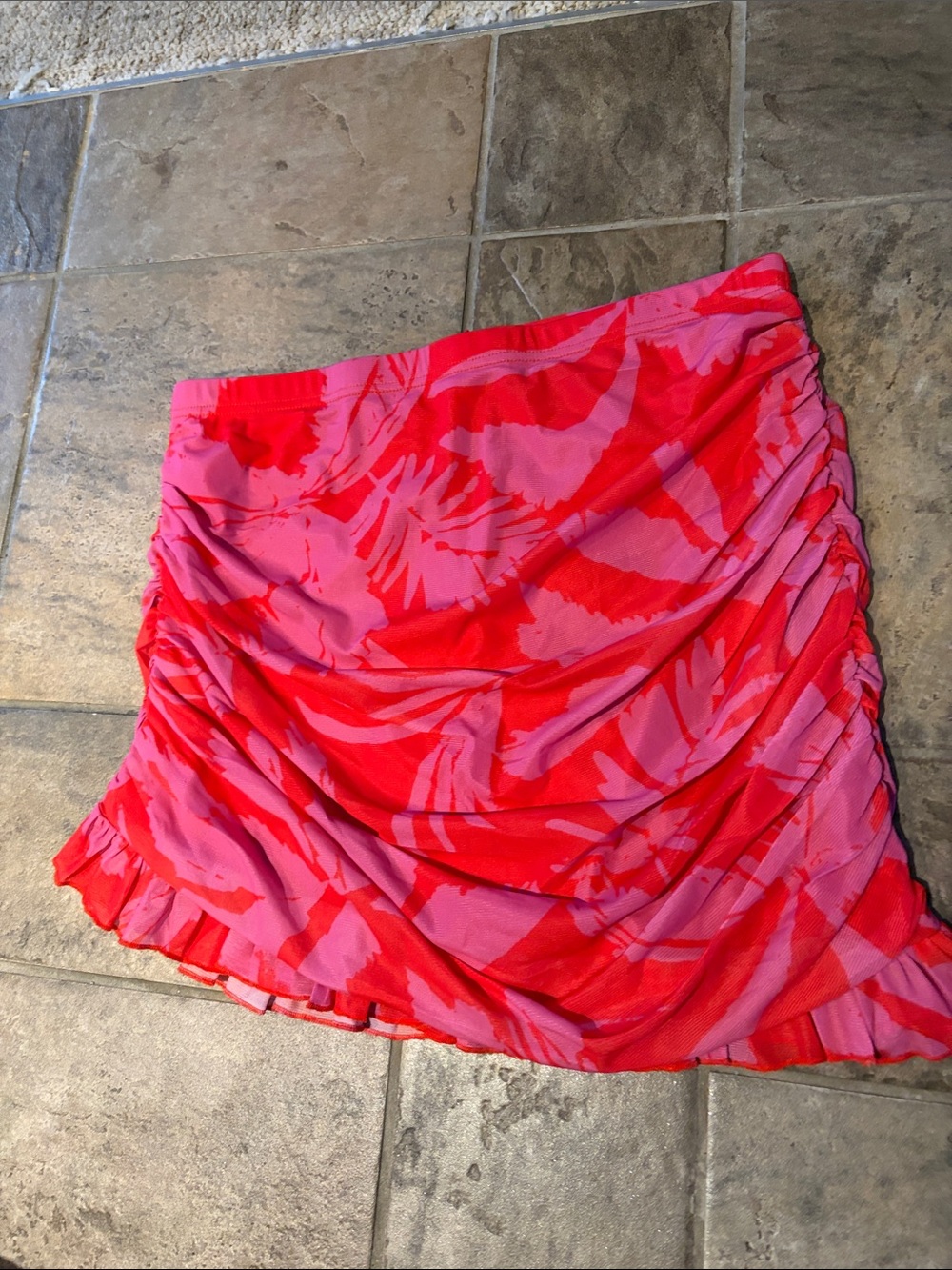 Lulu's Pink and Red Tropical Print Mini Skirt